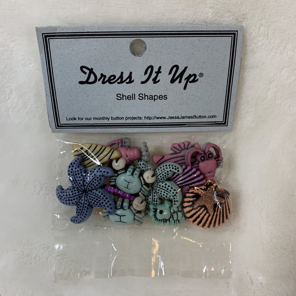 Dress It Up Buttons Shell Shapes Sewing Crafts MultiColor Beach Sea Nautical NEW